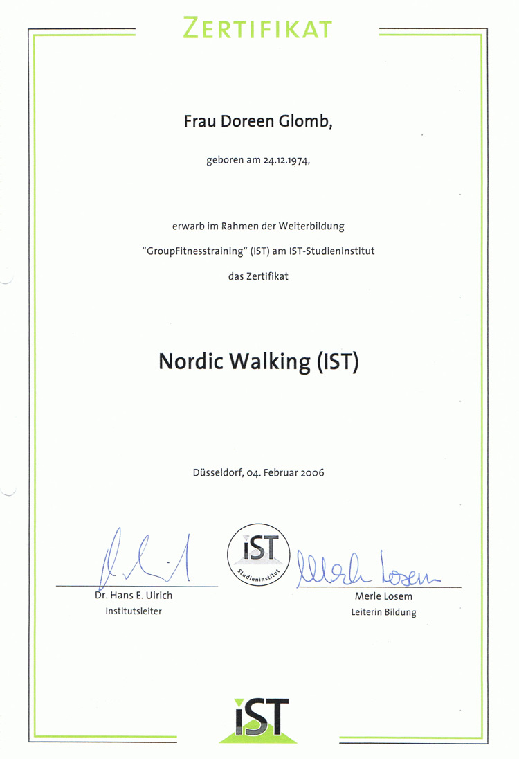 Nordic Walking Zertifikat